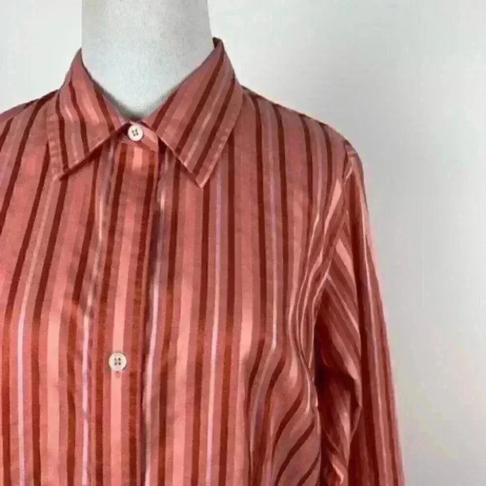 Liz Claiborne top size 10 button-down pinstripes